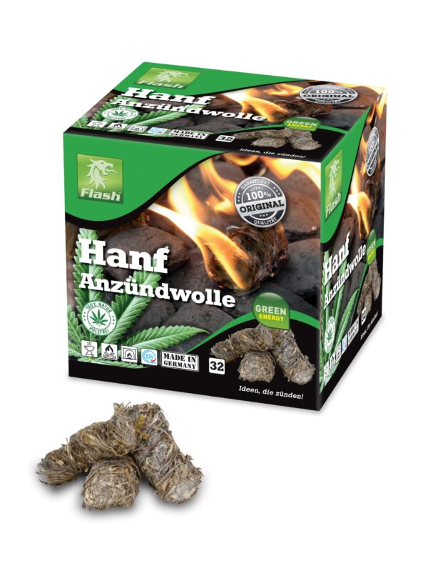 Öko-Anzündwolle aus Hanf 32 Stück