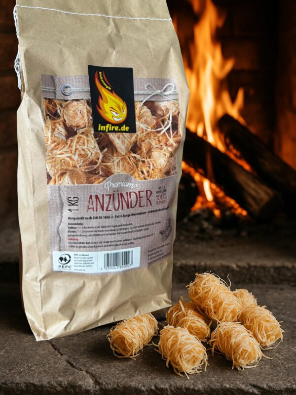 infire Starters, 1kg, Premium Holzwolle Anzünder, 100% PEFC