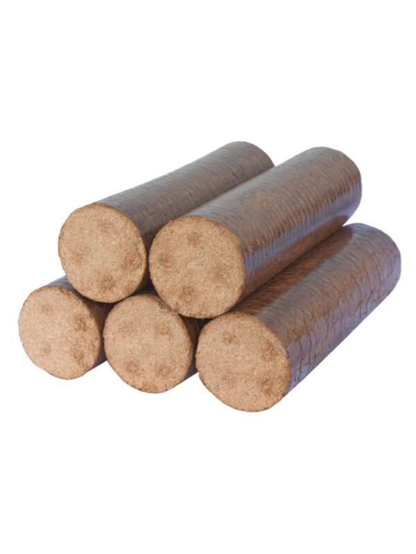 Hartholzbriketts Buche / Eiche rund in Folie – 960 kg Palette